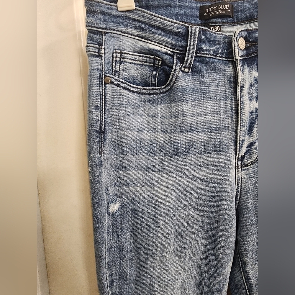 Judy Blue Bootcut Stretch Denim Jeans Distressed Size 11/30 - Picture 6 of 10